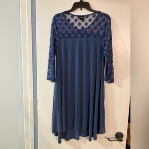 Nina Leonard dress in blue. Casual yet dressy. Has pockets. Size L. EUC.